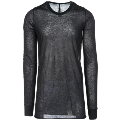 Shop Rick Owens Men's Long Sleeve T-shirt Crew Neckline In Black