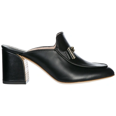 Shop Tod's Women's Leather Mules Clogs Double T In Black