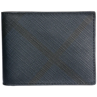 Shop Burberry Men's Genuine Leather Wallet Credit Card Bifold  Hipfold In Blue