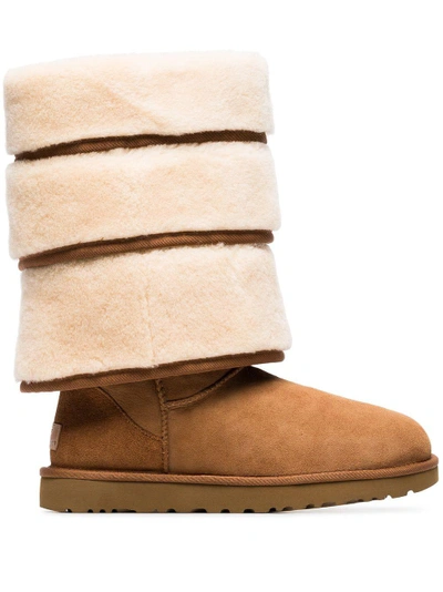 Shop Y/project Y / Project Ugg Layered Sheepskin Boots - Brown
