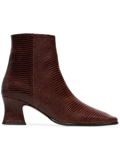 Shop By Far Naomi 60 Lizard Ankle Boots - Brown