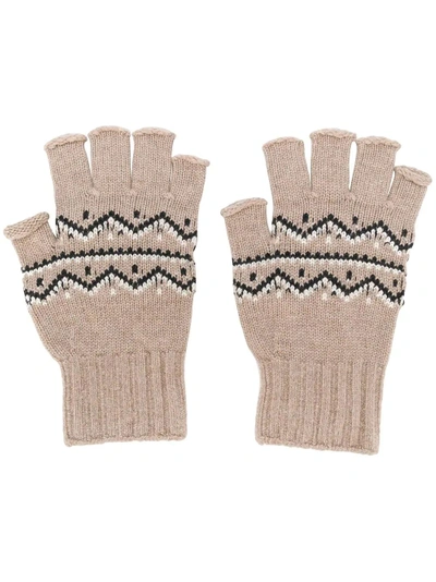 Shop Maison Margiela Fingerless Knitted Gloves In Neutrals