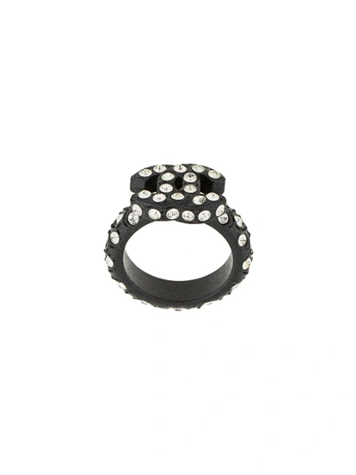 Pre-owned Chanel Vintage Logos Ring - 黑色 In Black
