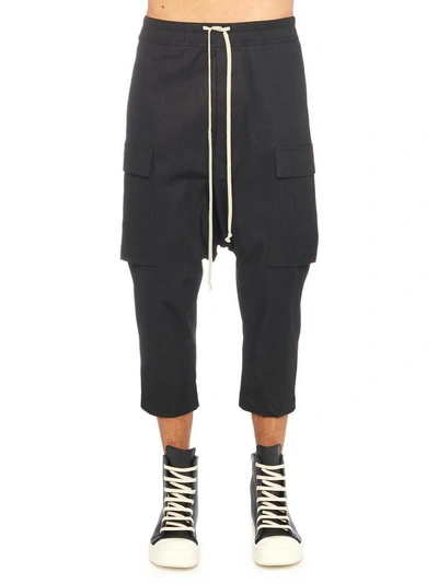 Shop Rick Owens Cropped Relaxed Cargo Pants In Black