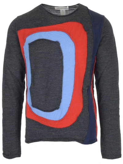 Shop Comme Des Garçons Shirt Colour Block Patchwork Design Sweater In Grey