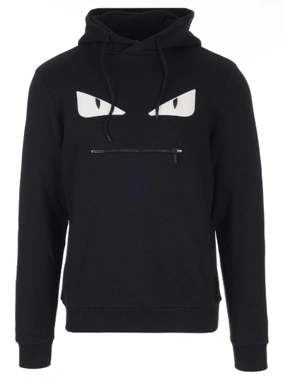 Shop Fendi Bag Bugs Long Sleeve Hoodie In Black