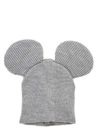 Comme Des Garçons Shirt Mouse Ears Wool Blend Rib Knit Beanie In Grey |  ModeSens