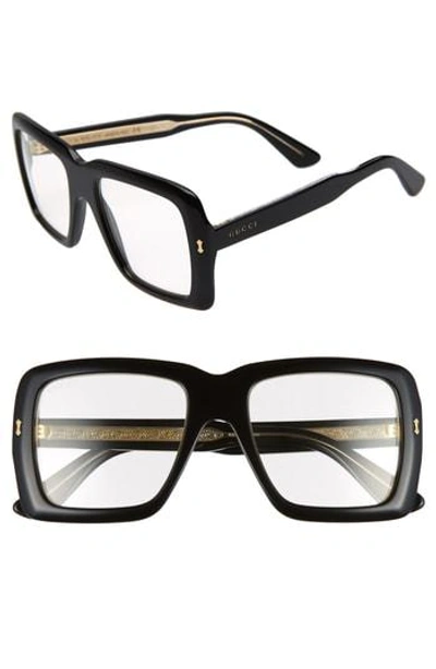 Shop Gucci 53mm Square Sunglasses - Black/crystal
