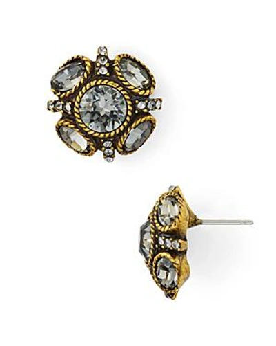 Shop Oscar De La Renta Button Stud Earrings In Black Diamond