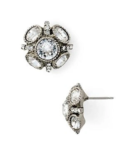Shop Oscar De La Renta Button Stud Earrings In Crystal