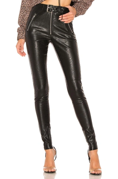 Shop Danielle Guizio Belted Leather Pants In Black