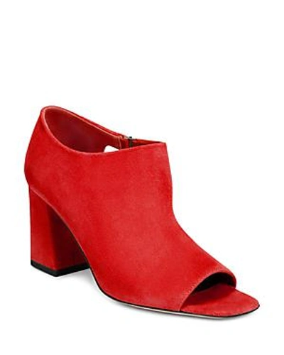 Shop Via Spiga Women's Eladine Open Toe Block-heel Booties In Rouge Suede