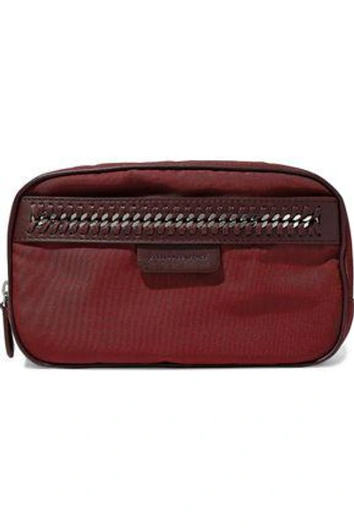 Shop Stella Mccartney Woman Faux Leather-trimmed Twill Cosmetics Case Burgundy