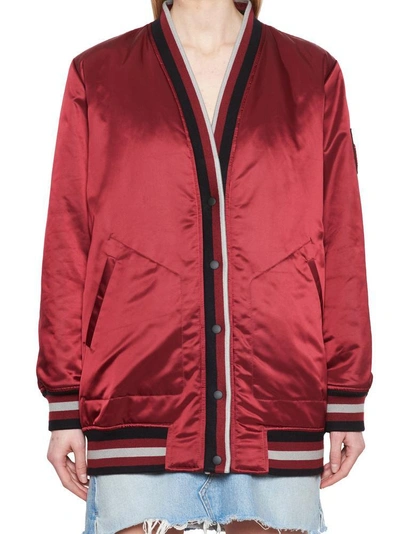 Shop Alexander Wang T T By Alexander Wang Logo Bomber Jacket In Burgundy