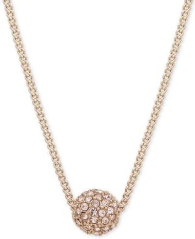Givenchy Crystal Fireball Pendant Necklace 16" + 2" Extender In Gold