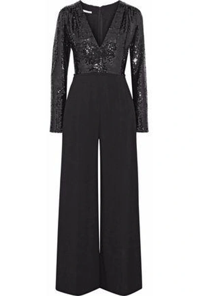 Shop Stella Mccartney Woman Sequined And Silk-crepe Jumpsuit Black