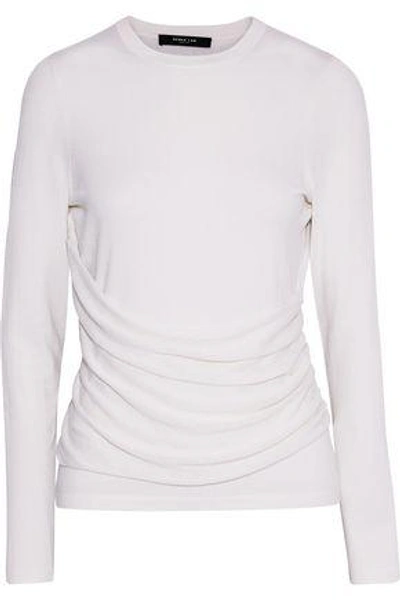 Shop Derek Lam Woman Ruched Cashmere And Silk-blend Top Ivory