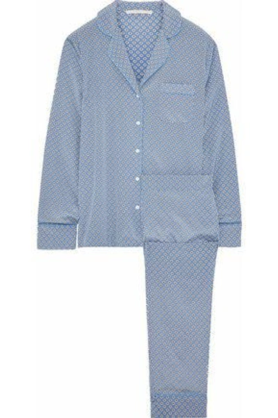 Shop Stella Mccartney Woman Poppy Snoozing Printed Stretch-silk Pajama Set Light Blue