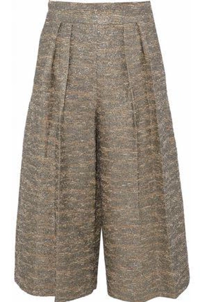 Shop Alice And Olivia Alice + Olivia Woman Rocco Metallic Tweed Culottes Gold