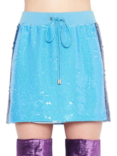 Shop Alberta Ferretti Sequinned Mini Skirt In Blue
