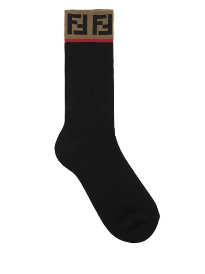 Shop Fendi Ff Band Socks In Black