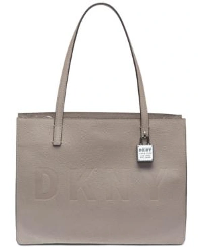 Shop Dkny Commuter Logo Tote, Created For Macy's In Warm Grey/silver