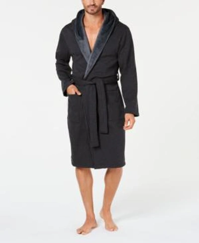Shop Ugg Men's Brunswick Hooded Robe In Black Bear Heather