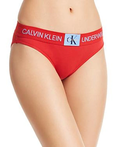 Shop Calvin Klein Monogram Bikini In Manic Red