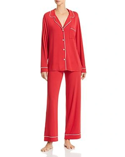 Shop Eberjey Gisele Long Pajama Set In Cherry/ivory