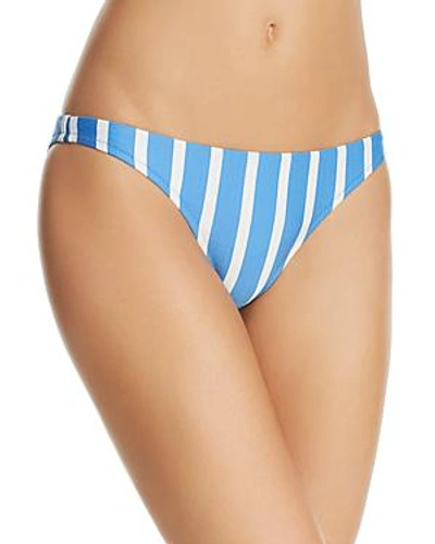 Shop Milly Stripe Swim St. Lucia Bikini Bottom In Blue/ivory