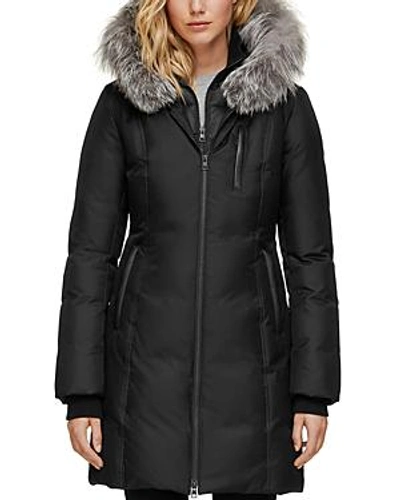 Shop Soia & Kyo Fox Fur Trim Down Coat In Black