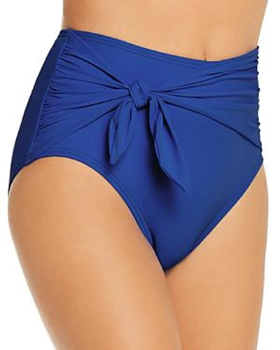 Shop Kate Spade New York Tie High-waist Bikini Bottom In Capri Blue