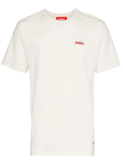 032C LOGO刺绣全棉T恤 - 白色