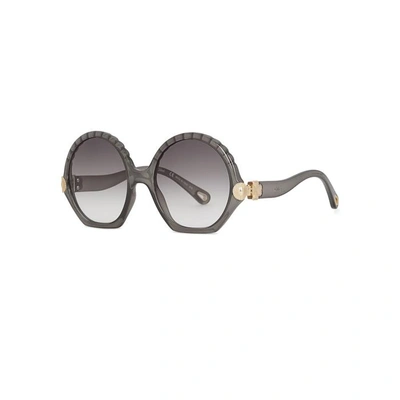 Shop Chloé Vera Grey Oversized Sunglasses