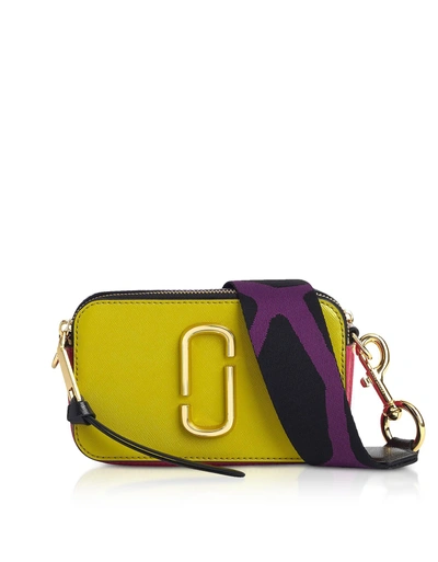 Shop Marc Jacobs Saffiano Leather Snapshot Camera Bag In Chartreuse