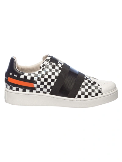 Shop Moa Collection Moa Usa Checked Print Sneakers In White/black