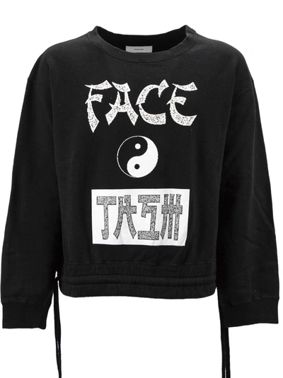 Shop Facetasm Black Cotton Yin-yang Print Sweatshirt. In Nero