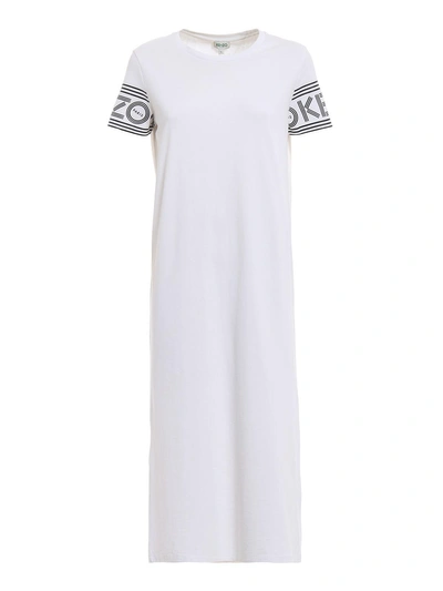 Shop Kenzo Midi Logo T-shirt Dress In White