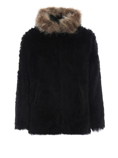 Shop Saint Laurent Fake Fur Jacket In Black