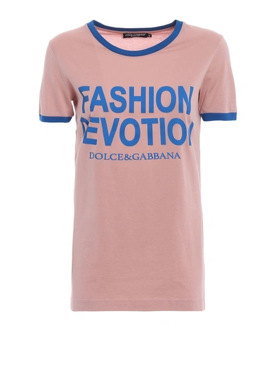 Shop Dolce & Gabbana Dolce Gabbana Fashion Devotion T-shirt In Frosa