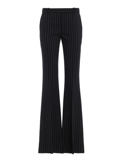 Shop Alexander Mcqueen Flared Pinstripe Trousers In Black/white