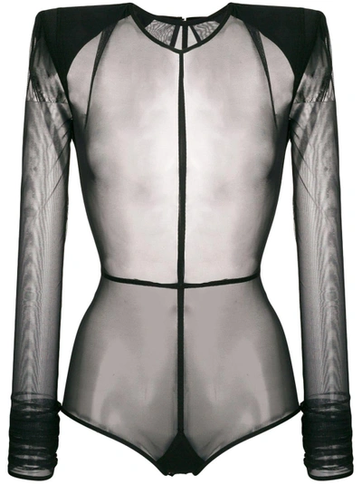 Shop Ann Demeulemeester Transparent Bodysuit - Black