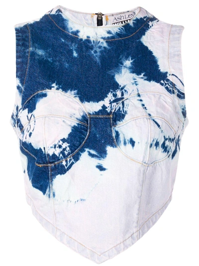 Shop Ashley Williams Tie-dye Cropped Top - Blue