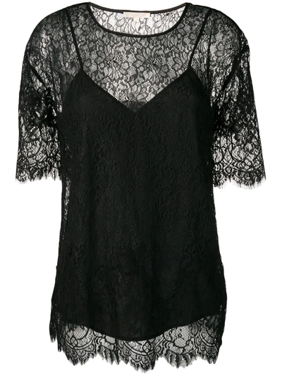 Shop Gold Hawk Sheer Floral Lace Top - Black