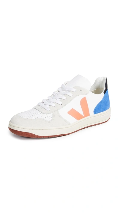 Veja X Bellerose V-10 Bastille Leather Sneakers In White | ModeSens