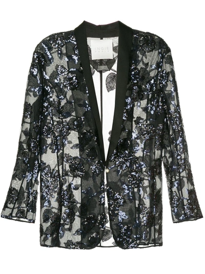 Shop Ingie Paris Sequin Embroidered Blazer - Black