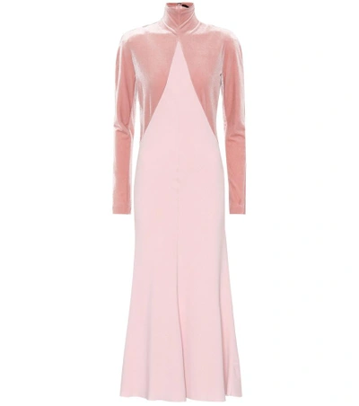 Shop Haider Ackermann Velvet And Crêpe Dress In Pink