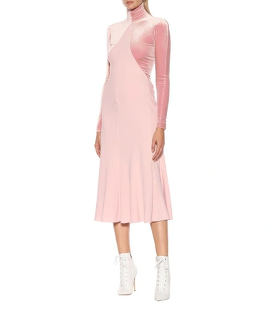 Shop Haider Ackermann Velvet And Crêpe Dress In Pink