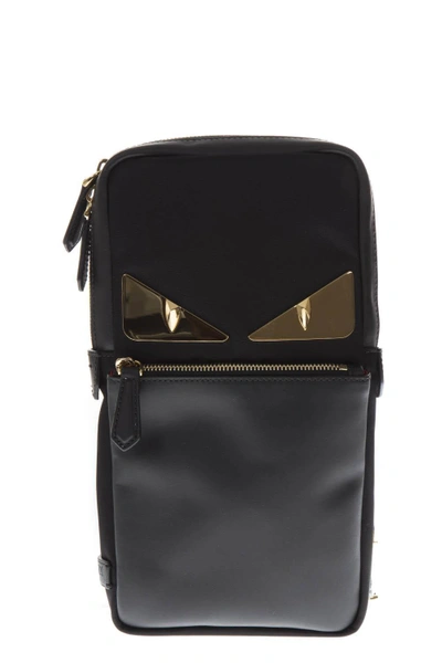 Shop Fendi Bag Bugs Black Leather Belt Bag In Black/gold