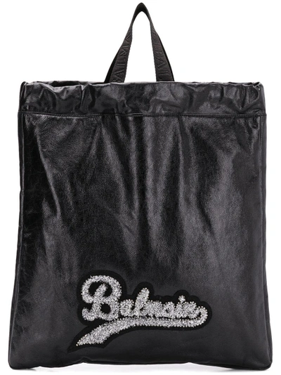 Shop Balmain Embellished Logo Tote In Black